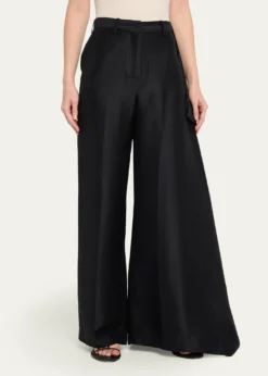 HeirlomeRickie Shantung Silk Asymmetric Wide-Leg Trousers