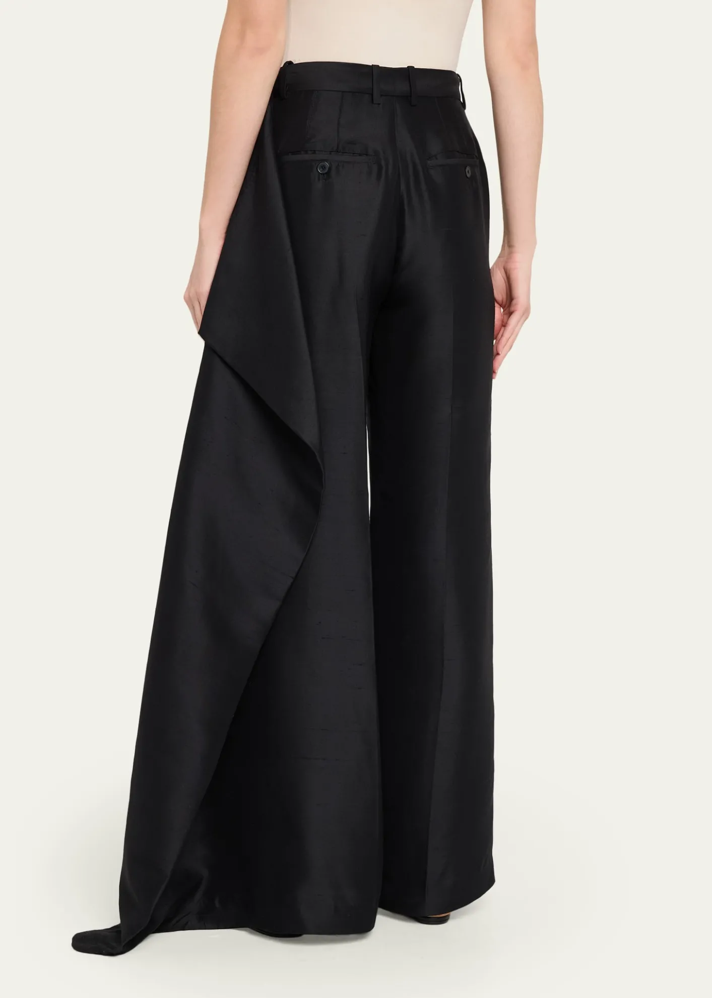 HeirlomeRickie Shantung Silk Asymmetric Wide-Leg Trousers