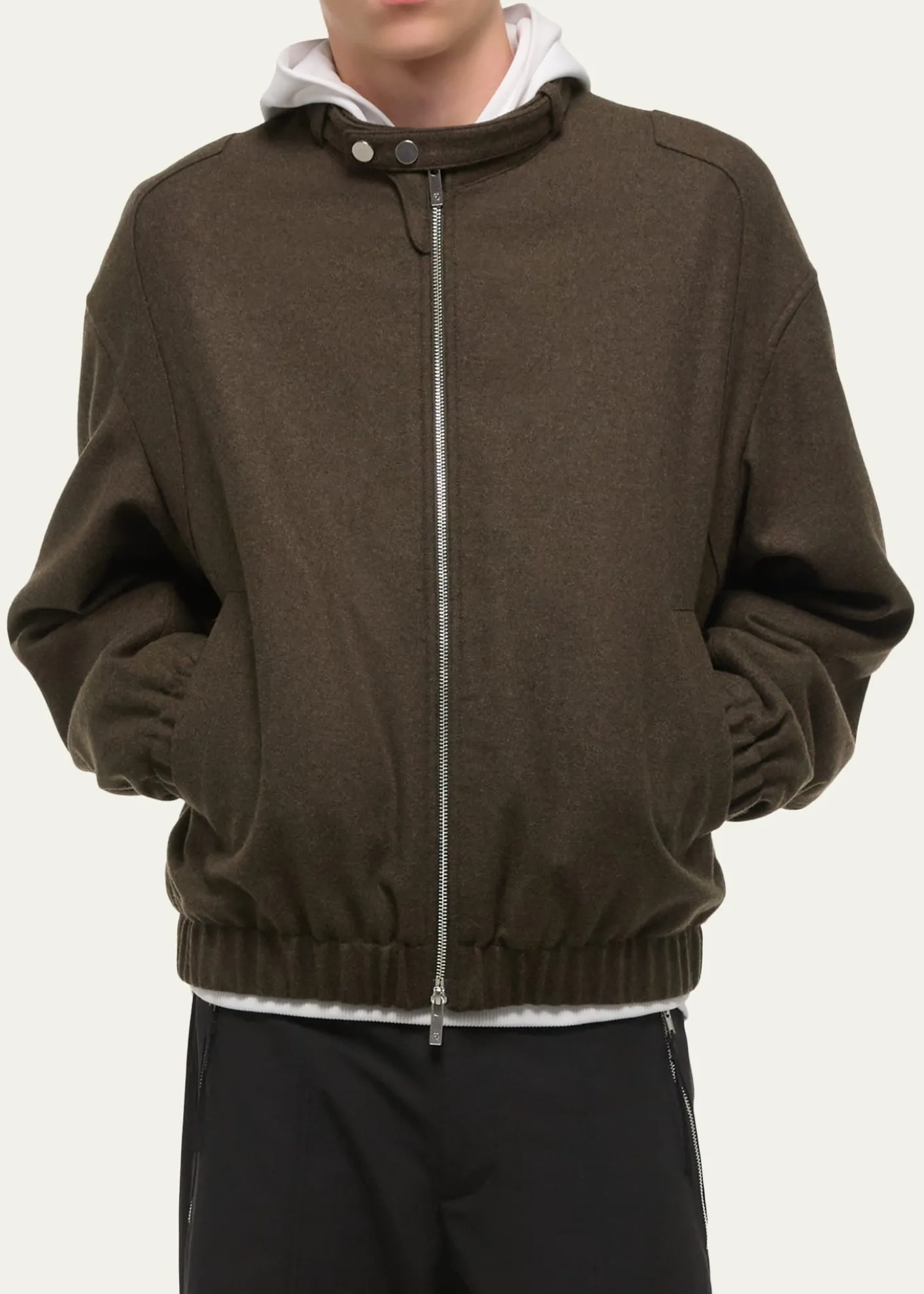 Helmut LangMen's Belted Wool-Blend Bomber Jacket