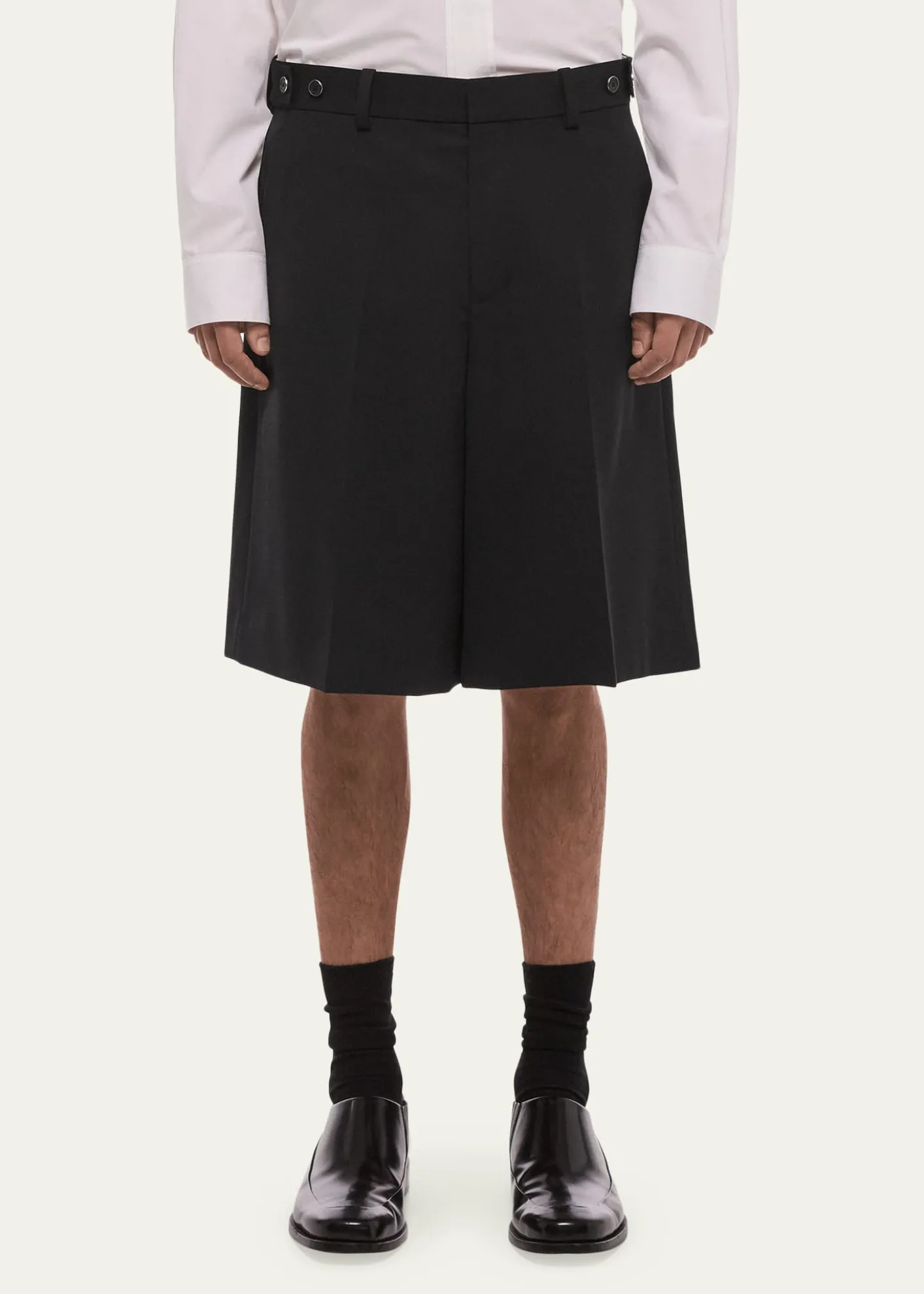 Helmut LangMen's HL001 Wool Waistband-Tab Shorts