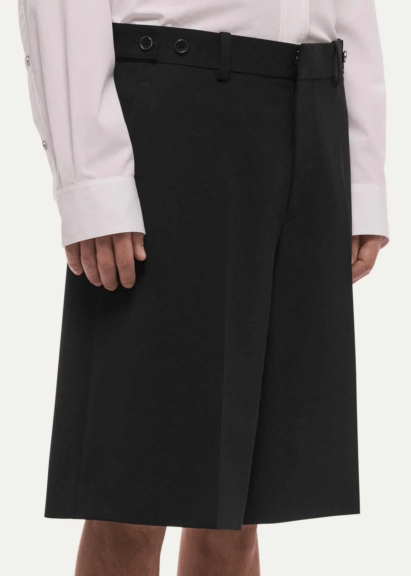 Helmut LangMen's HL001 Wool Waistband-Tab Shorts