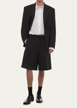 Helmut LangMen's HL001 Wool Waistband-Tab Shorts