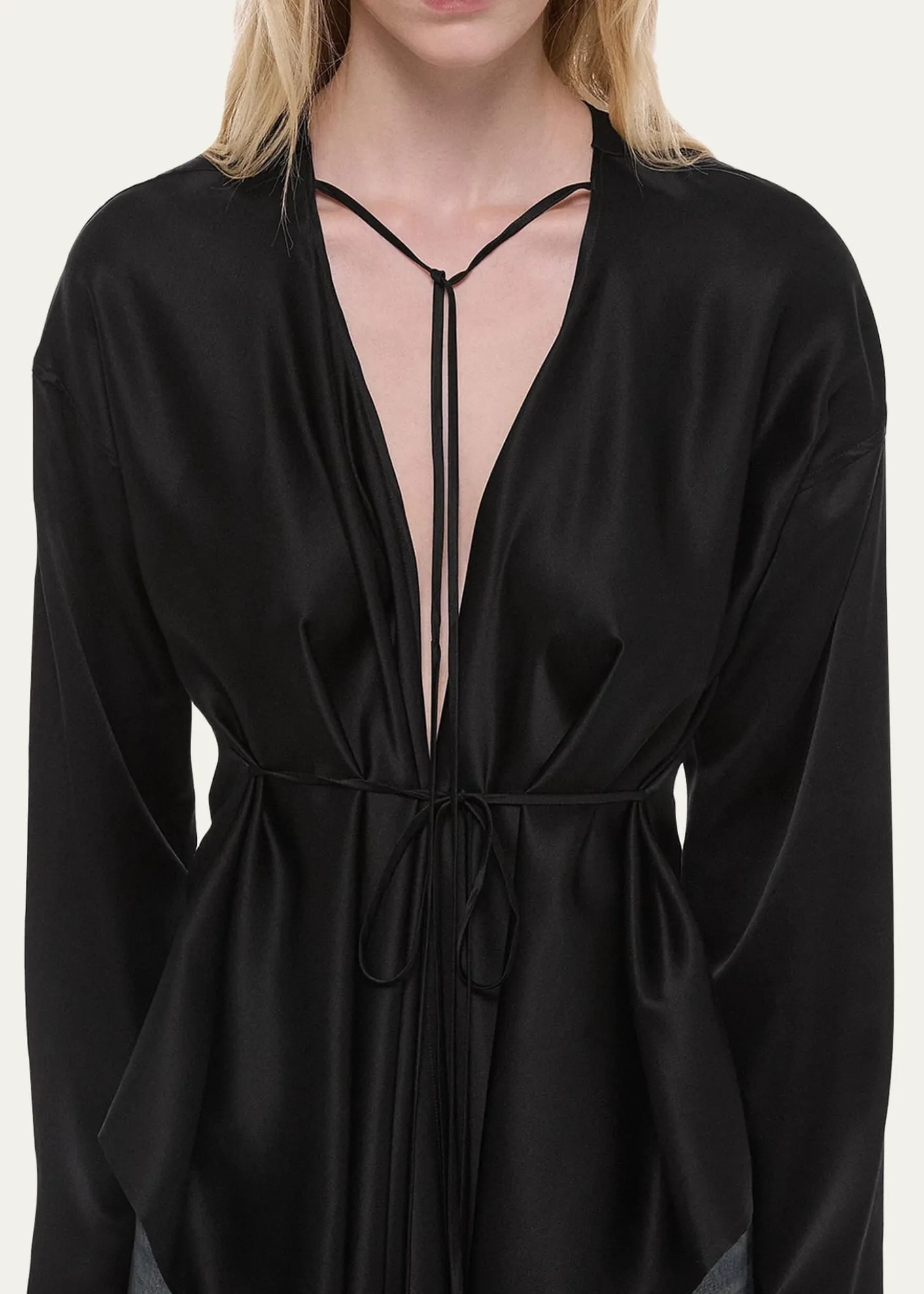 Helmut LangDraped Silk Satin Scarf Top