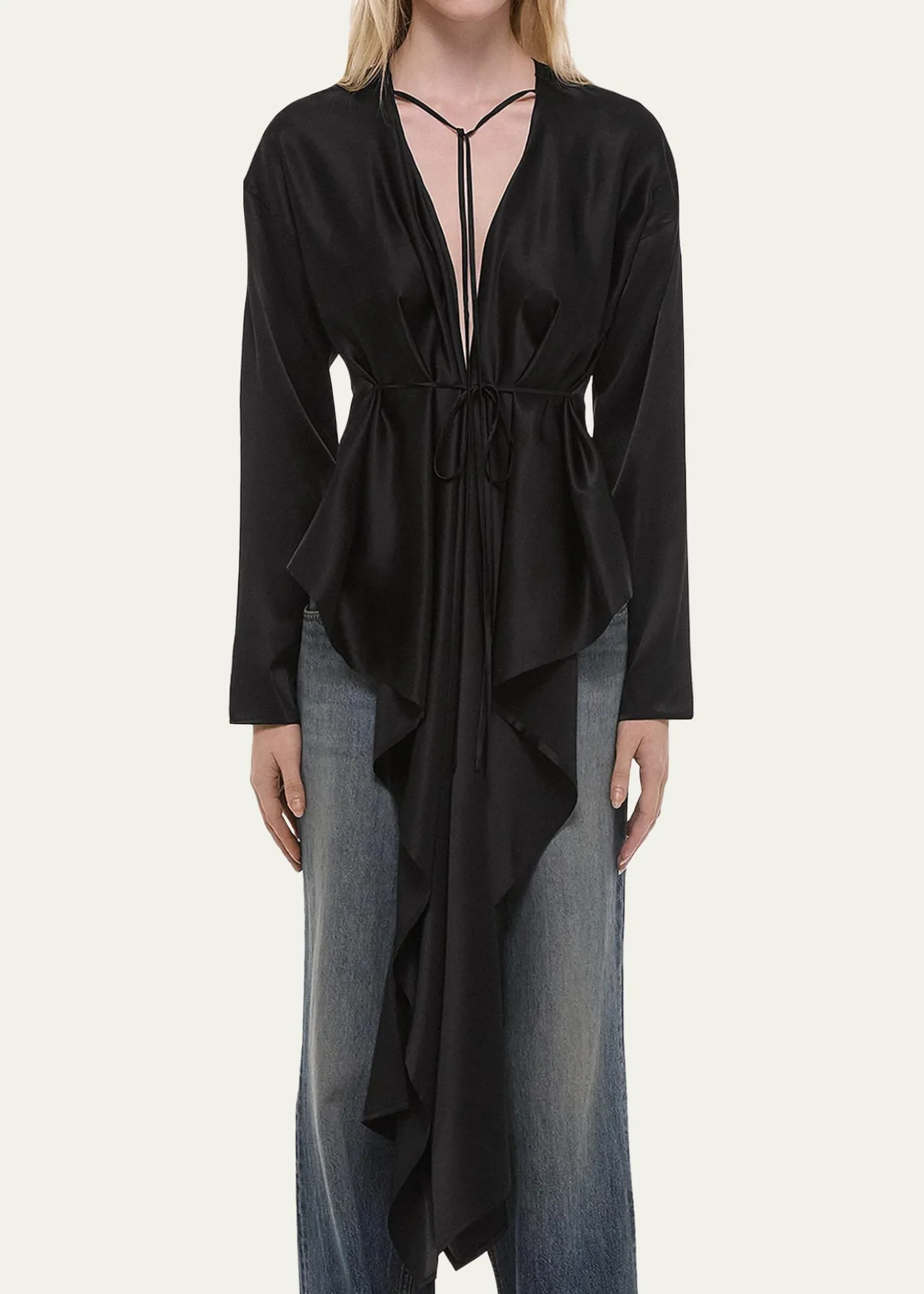 Helmut LangDraped Silk Satin Scarf Top
