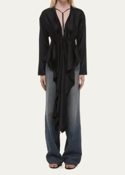Helmut LangDraped Silk Satin Scarf Top