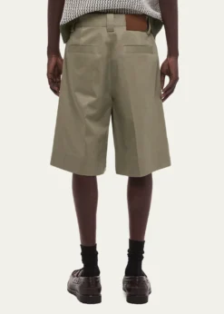 Helmut LangMen's Cotton Pleated Oversized-Fit Bermuda Shorts