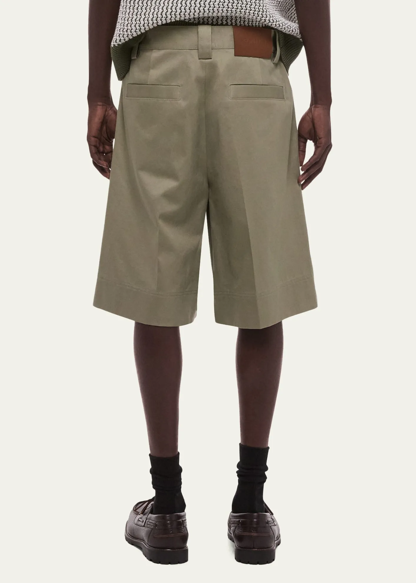 Helmut LangMen's Cotton Pleated Oversized-Fit Bermuda Shorts