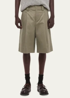 Helmut LangMen's Cotton Pleated Oversized-Fit Bermuda Shorts