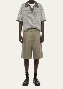 Helmut LangMen's Cotton Pleated Oversized-Fit Bermuda Shorts