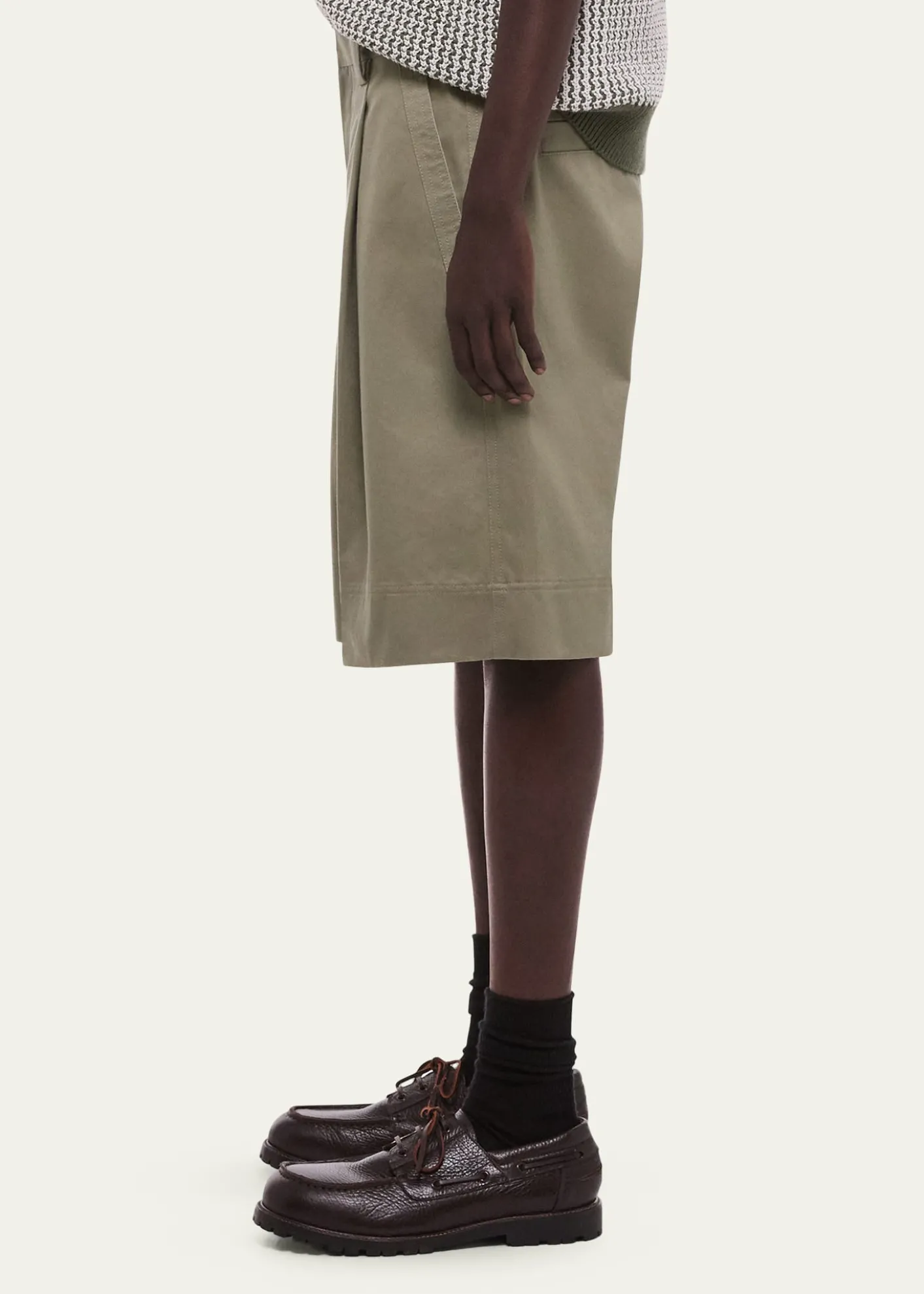 Helmut LangMen's Cotton Pleated Oversized-Fit Bermuda Shorts
