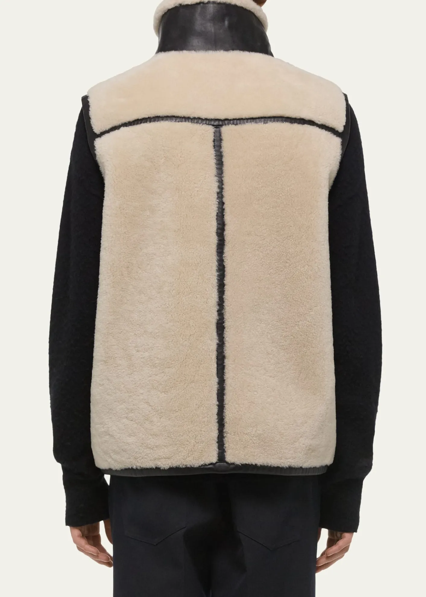 Helmut LangMen's Reversible Shearling Funnel Neck Full-Zip Vest