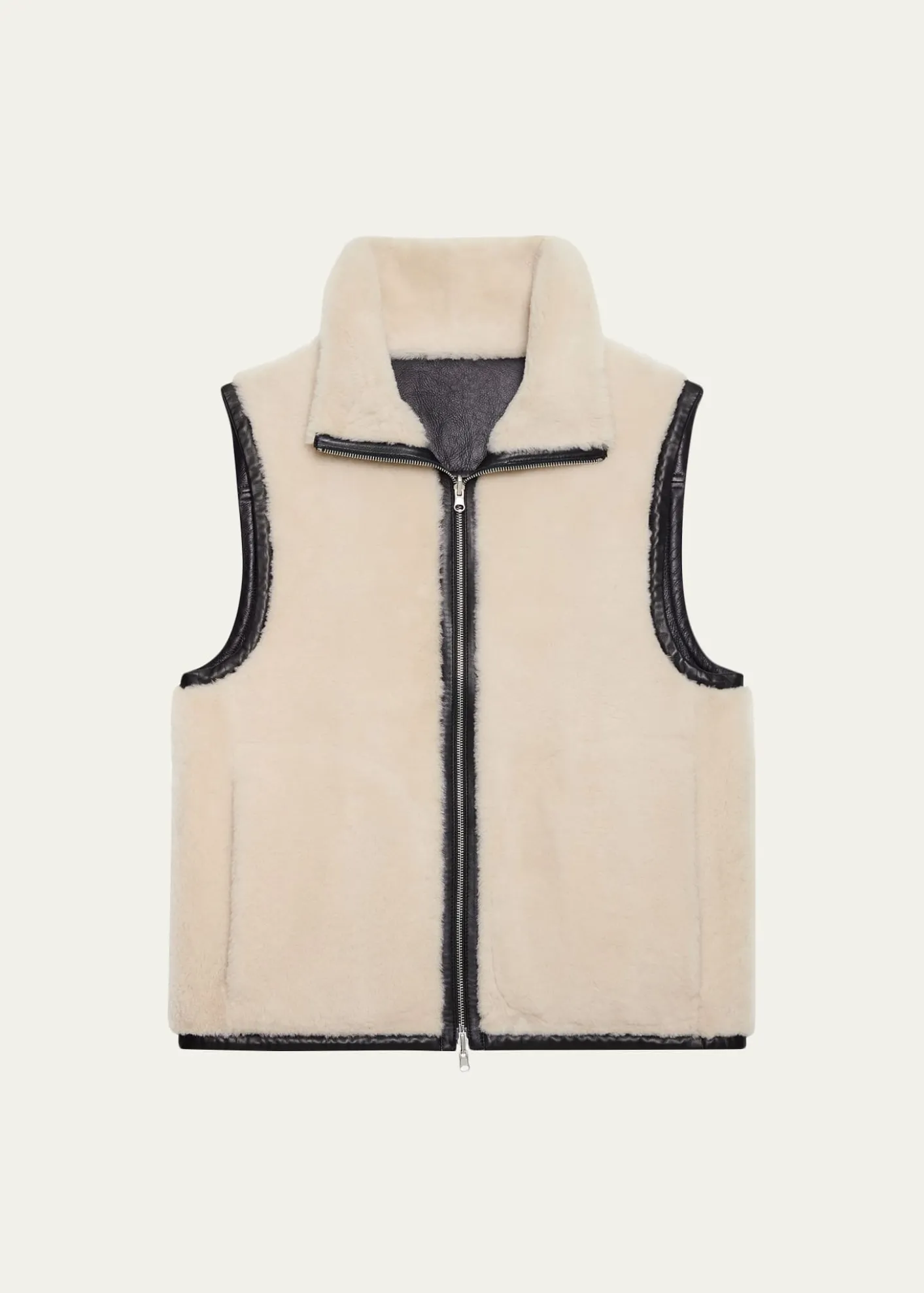 Helmut LangMen's Reversible Shearling Funnel Neck Full-Zip Vest