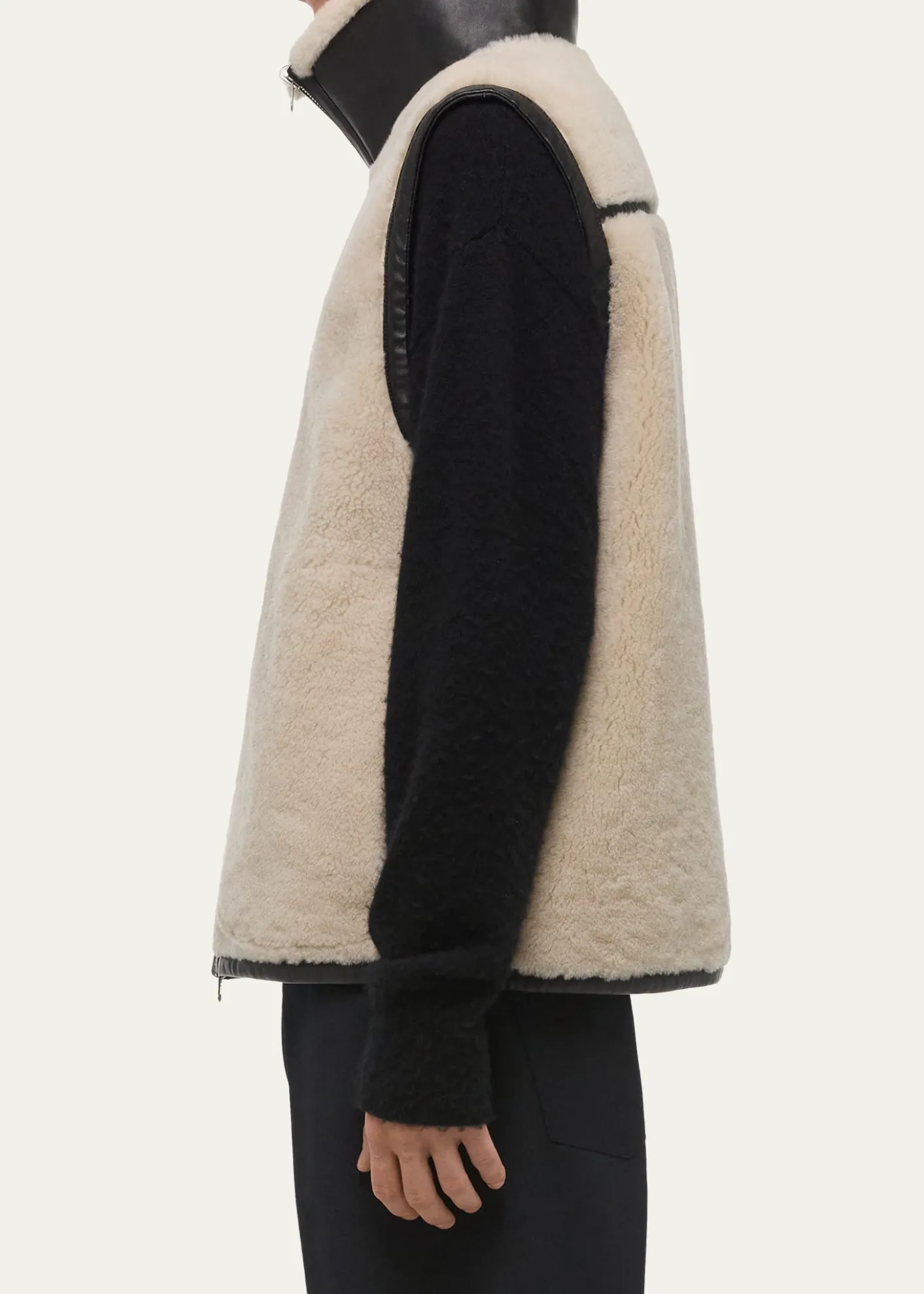 Helmut LangMen's Reversible Shearling Funnel Neck Full-Zip Vest