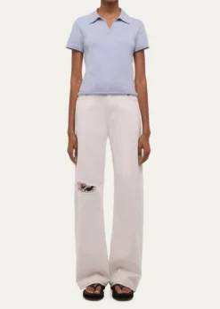 Helmut LangShort-Sleeve Shrunken Polo Shirt