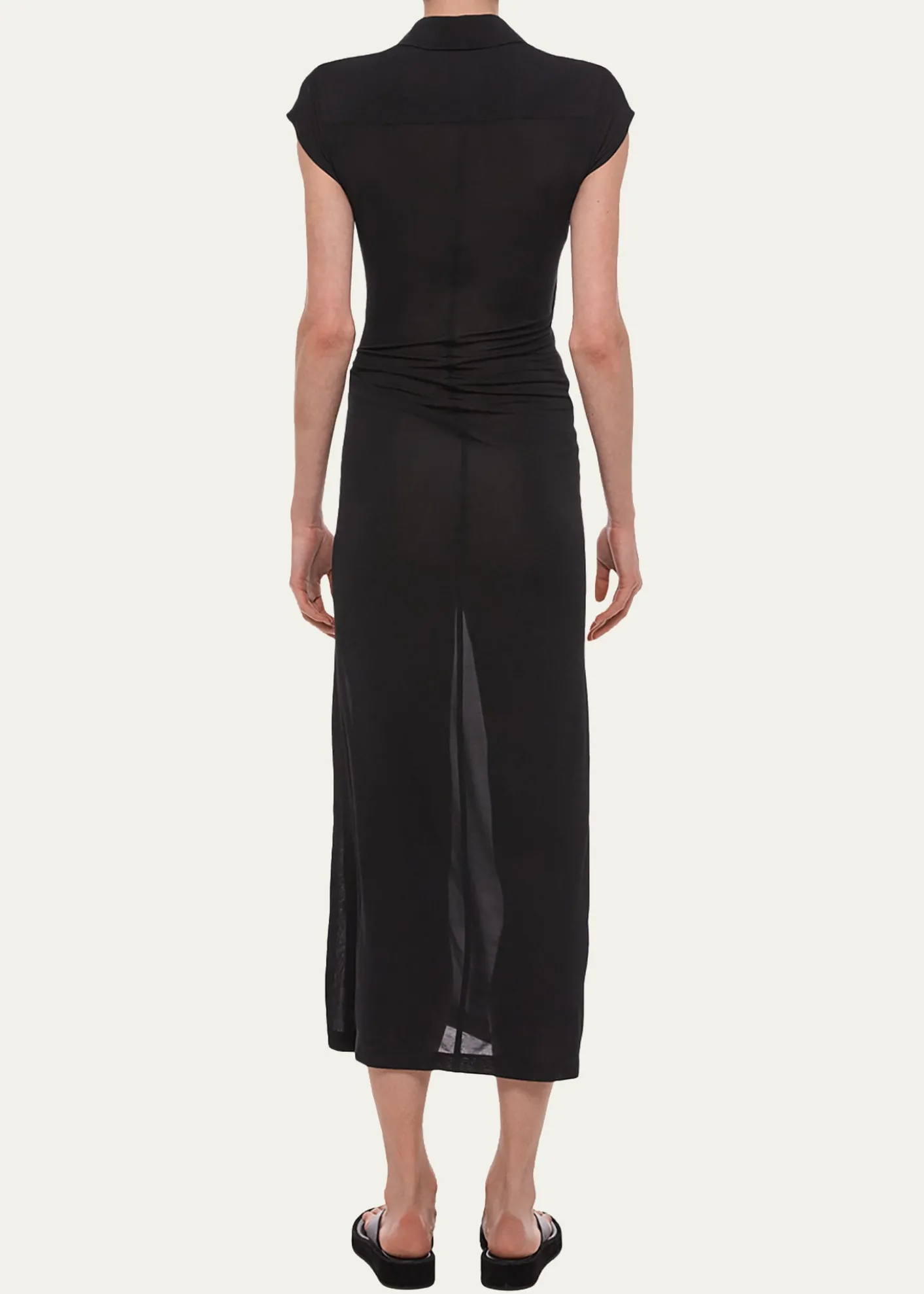 Helmut LangShort-Sleeve Twist Jersey Midi Dress