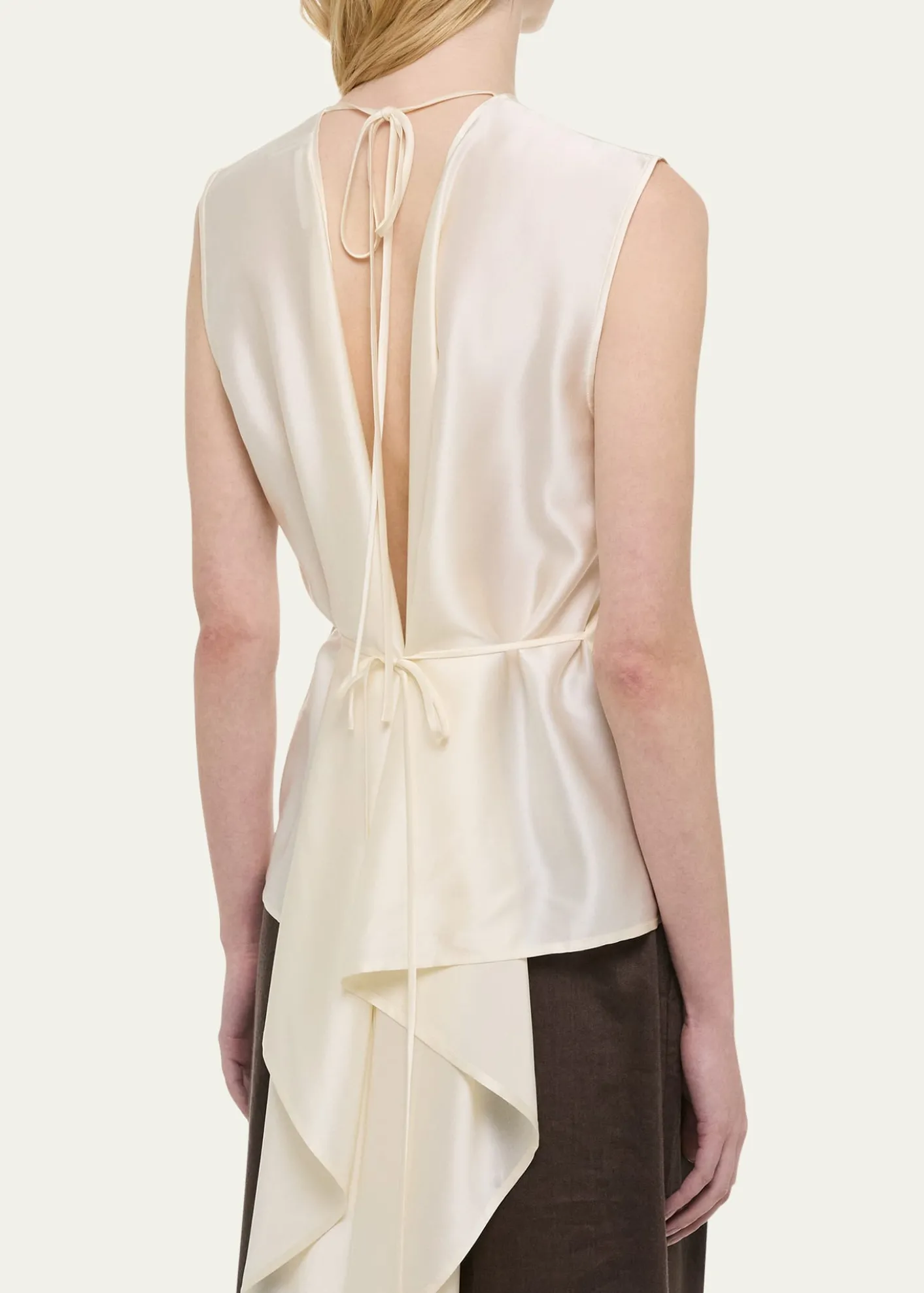 Helmut LangSleeveless Draped Silk Scarf Top