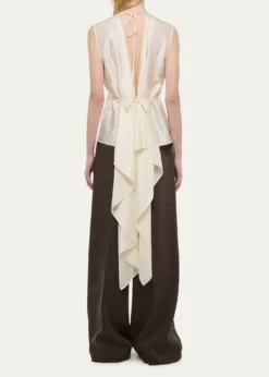 Helmut LangSleeveless Draped Silk Scarf Top