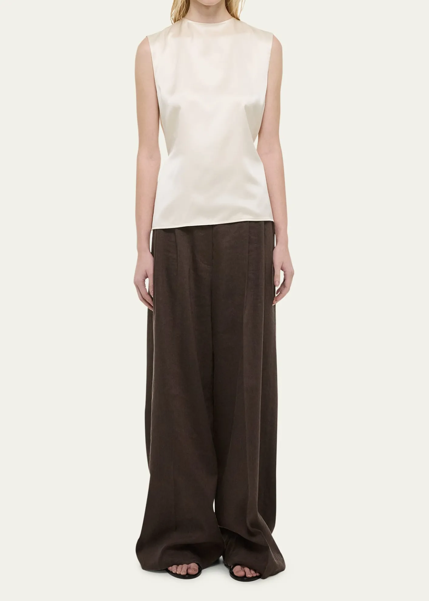 Helmut LangSleeveless Draped Silk Scarf Top