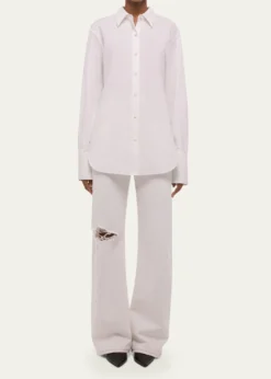Helmut LangTie-Back Button-Front Cotton Shirt