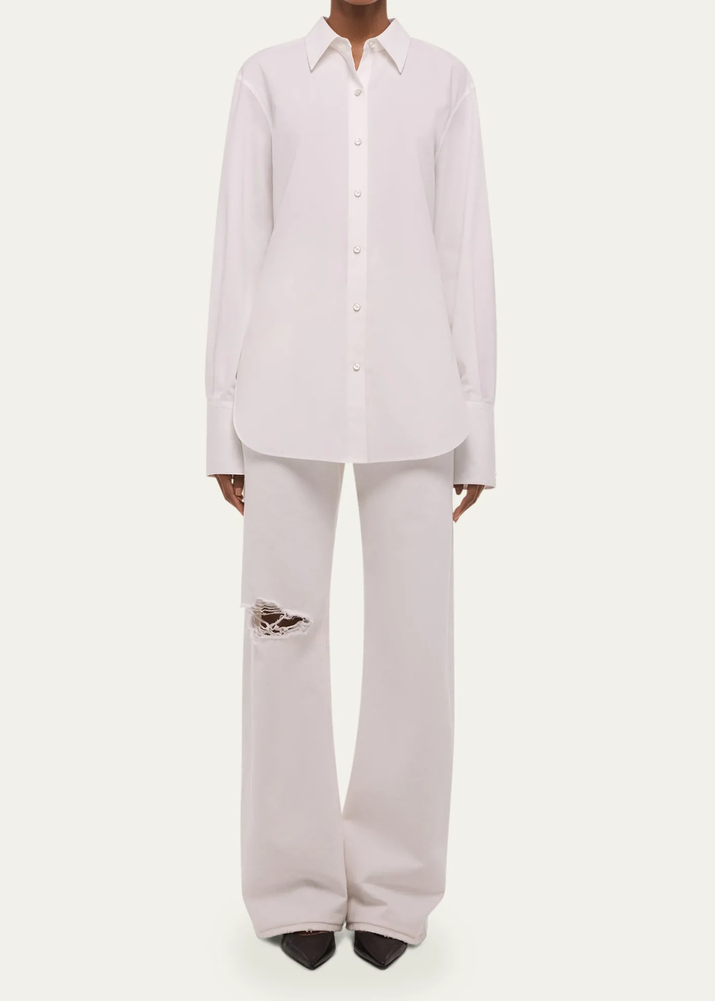Helmut LangTie-Back Button-Front Cotton Shirt