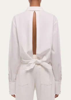 Helmut LangTie-Back Button-Front Cotton Shirt