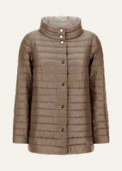 HernoReversible Ultra-Light Nylon A-Line Down Jacket