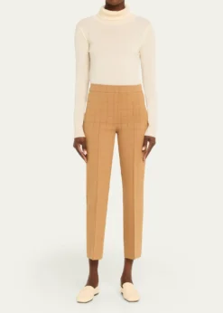 HIGH SPORTMetallic Windowpane Matte Jacquard Slim-Leg Crop Pants