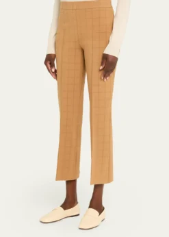 HIGH SPORTMetallic Windowpane Matte Jacquard Slim-Leg Crop Pants