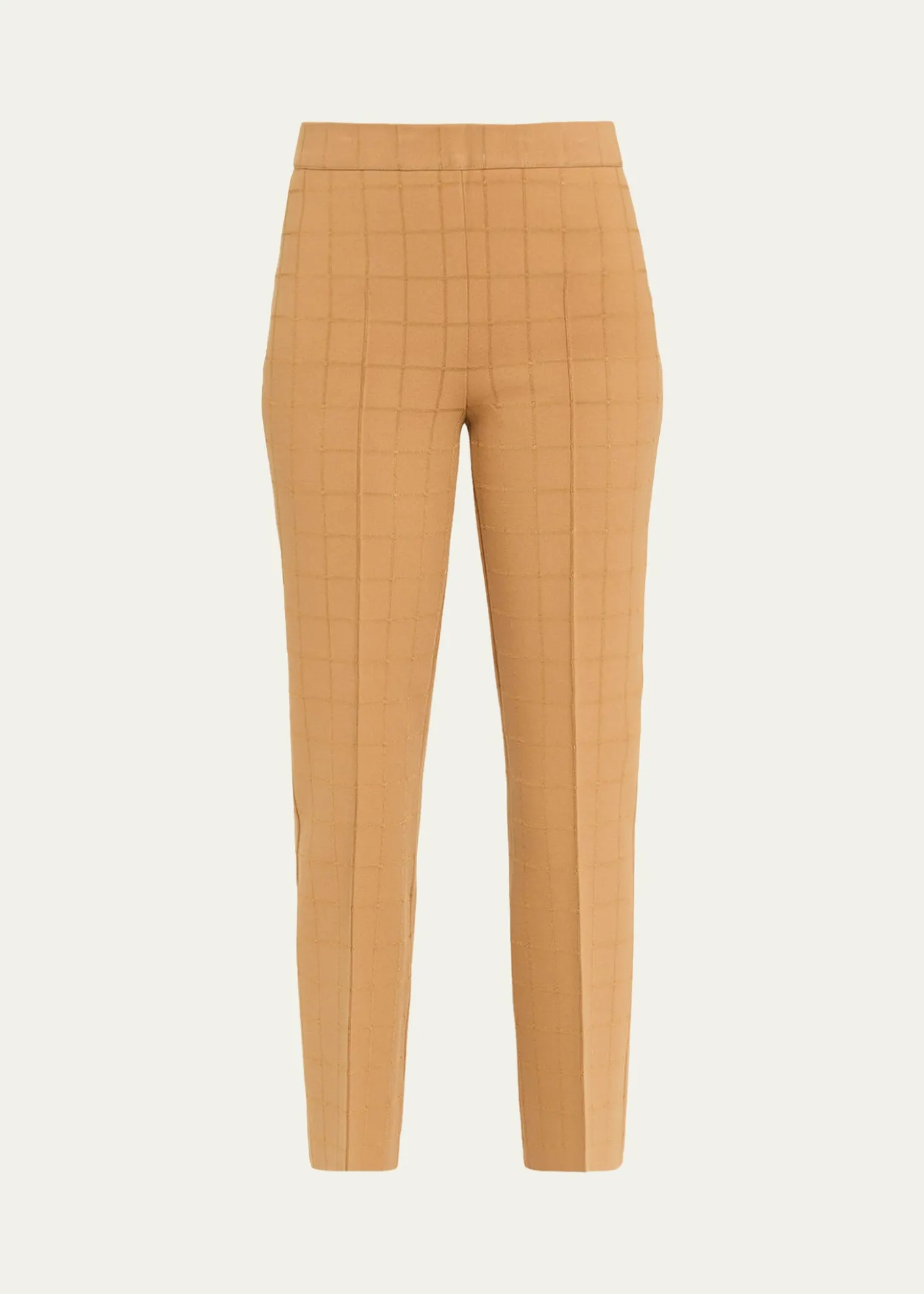 HIGH SPORTMetallic Windowpane Matte Jacquard Slim-Leg Crop Pants