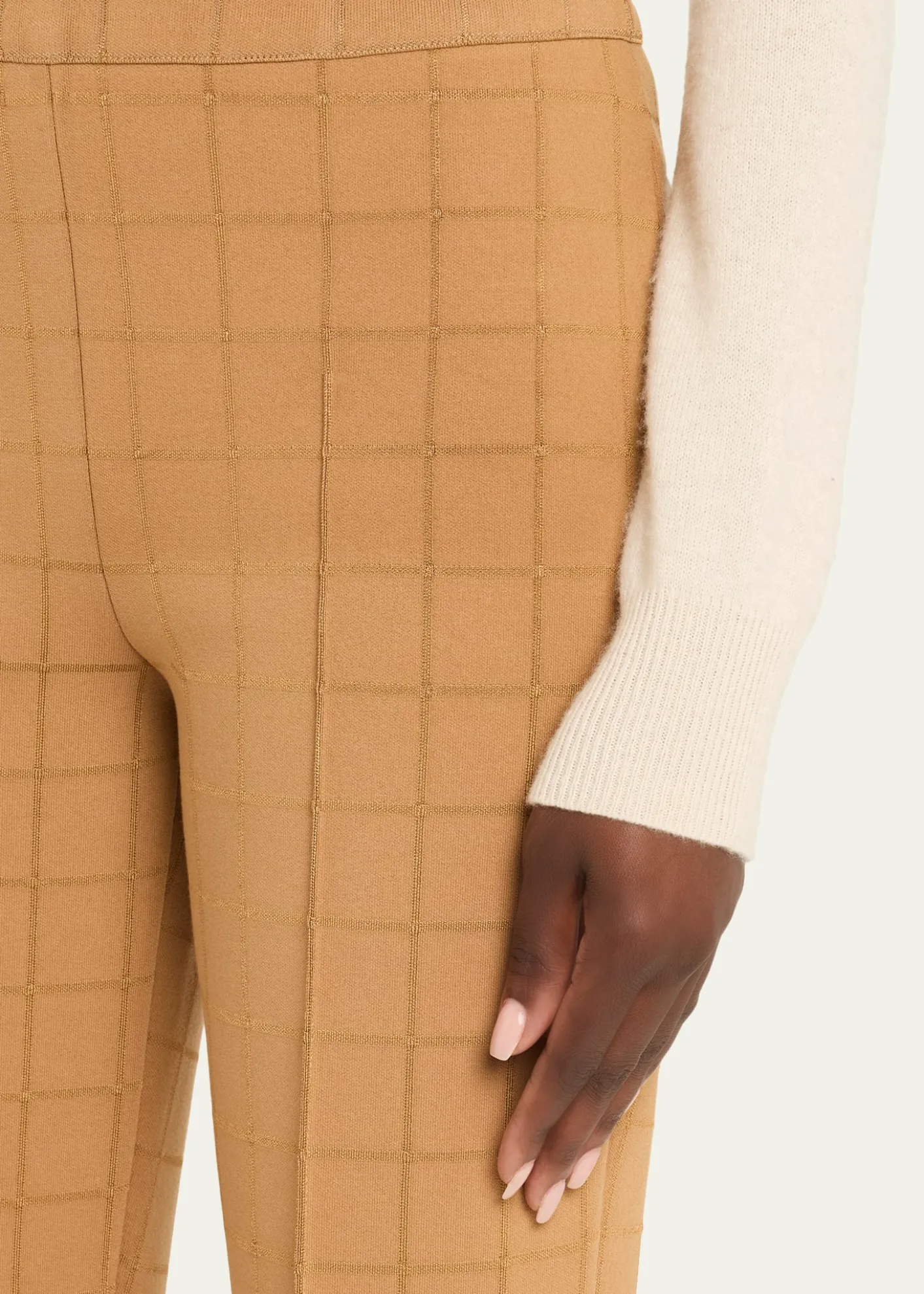 HIGH SPORTMetallic Windowpane Matte Jacquard Slim-Leg Crop Pants