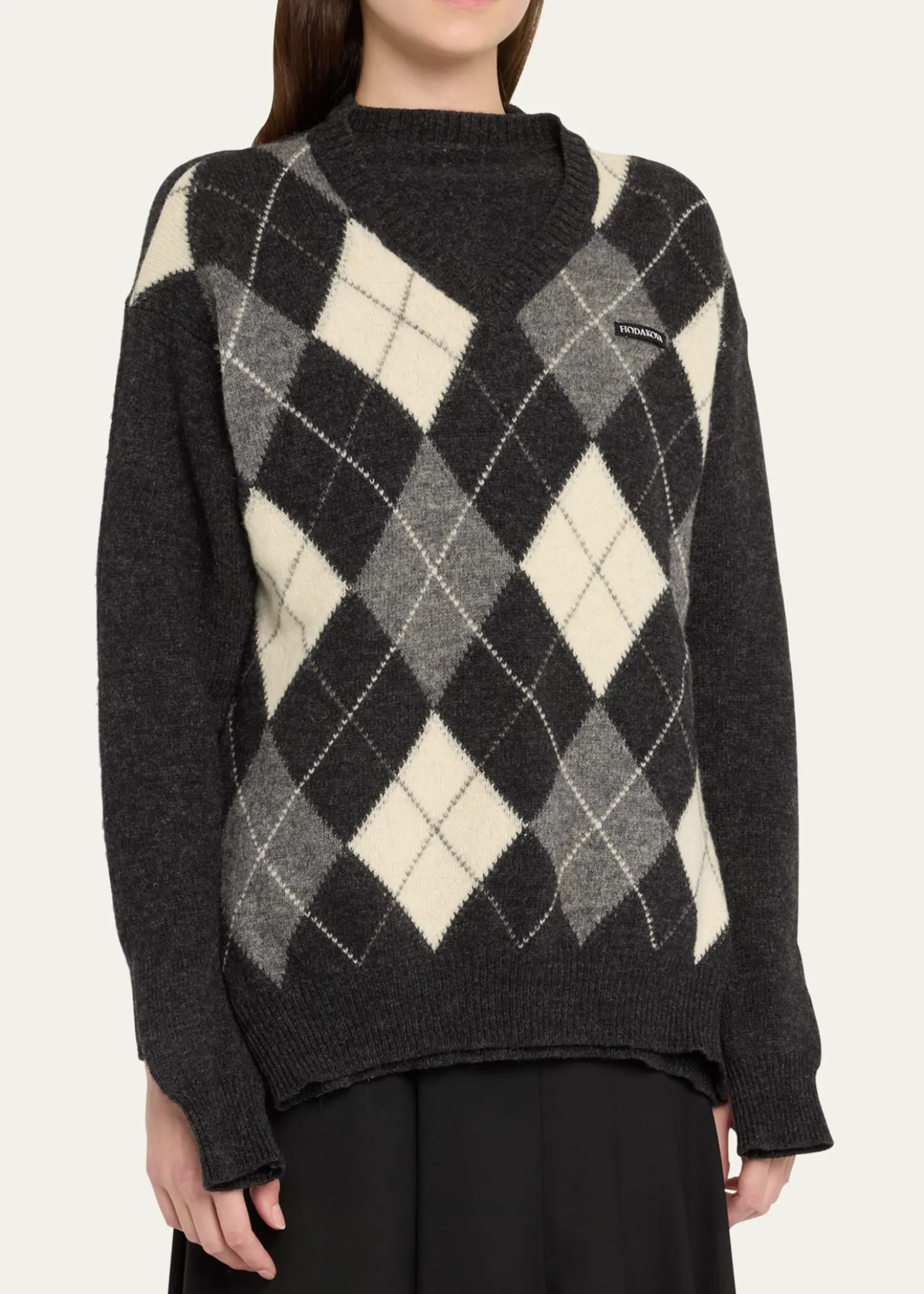 HODAKOVAAttached Argyle Knitted Wool Sweater