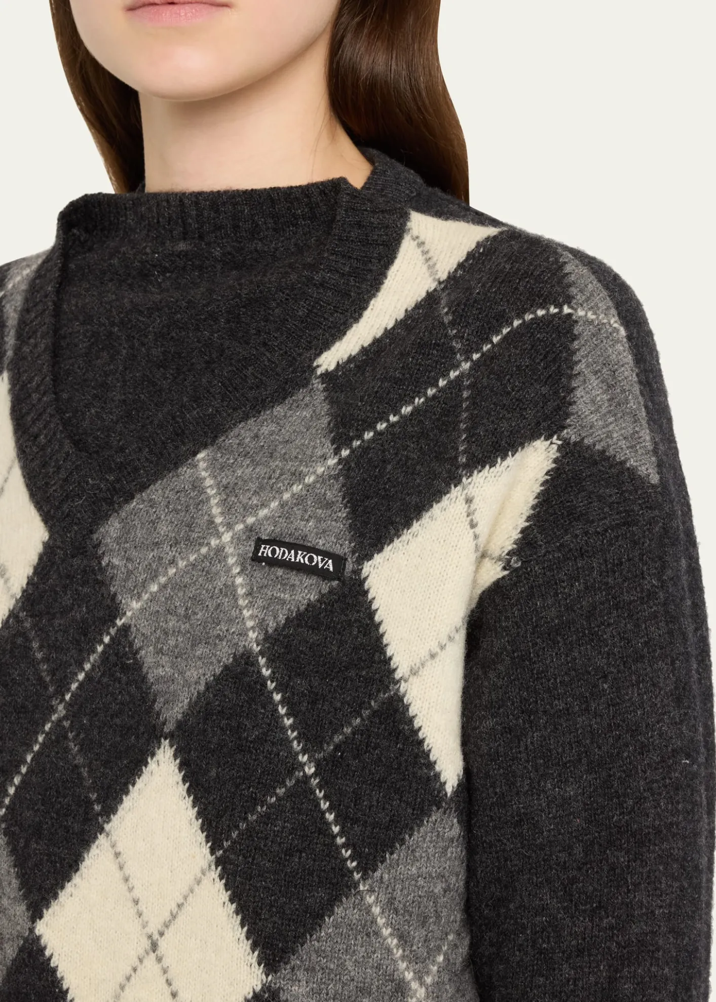 HODAKOVAAttached Argyle Knitted Wool Sweater