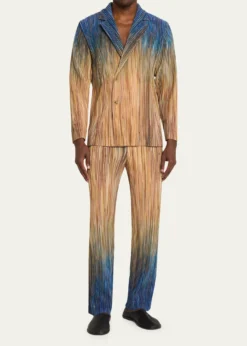 Homme Plisse Issey MiyakeMen's Paintbrush Agate-Print Pleated Trousers