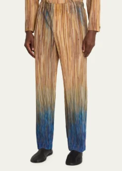 Homme Plisse Issey MiyakeMen's Paintbrush Agate-Print Pleated Trousers