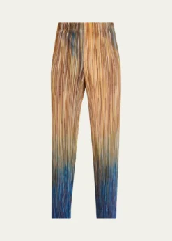 Homme Plisse Issey MiyakeMen's Paintbrush Agate-Print Pleated Trousers