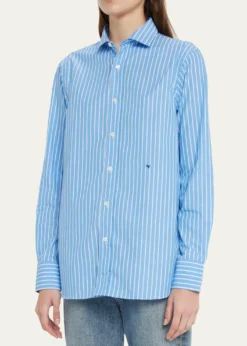 HOMMEGIRLSStripe Classic Button-Up Cotton Shirt