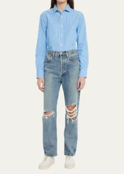 HOMMEGIRLSStripe Classic Button-Up Cotton Shirt