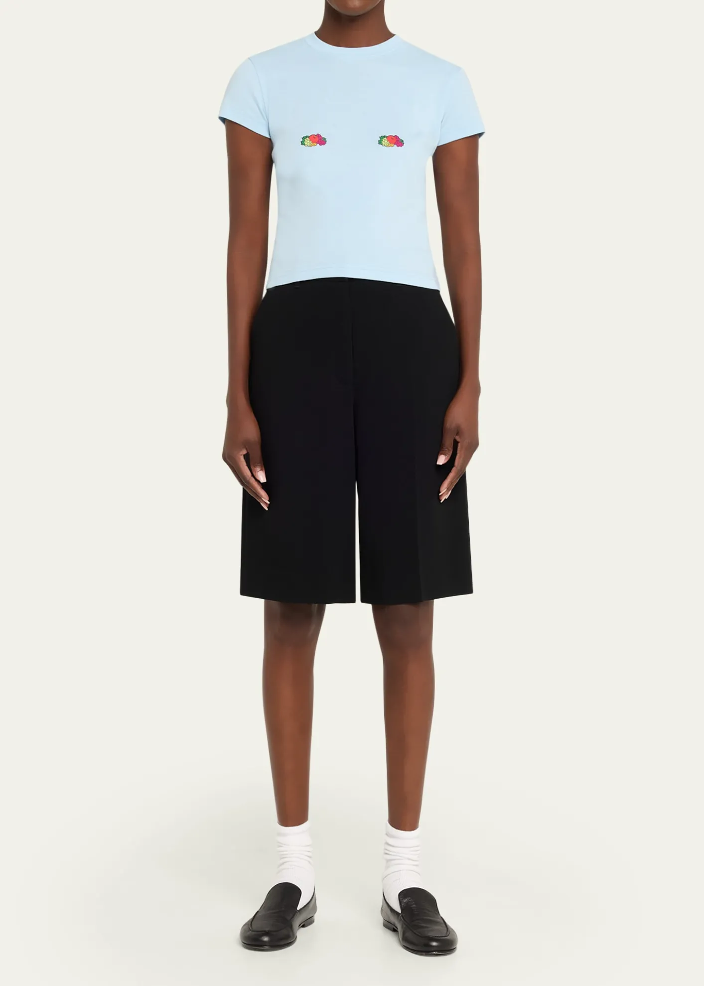 HOMMEGIRLSx Fruit Of The Loom Fruity Double-Logo Short-Sleeve Baby Tee