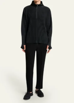Homme Plisse Issey MiyakeMen's Pleated Quarter-Zip Sweater