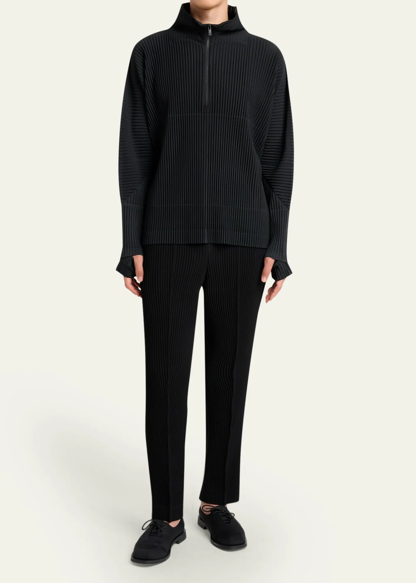 Homme Plisse Issey MiyakeMen's Pleated Quarter-Zip Sweater