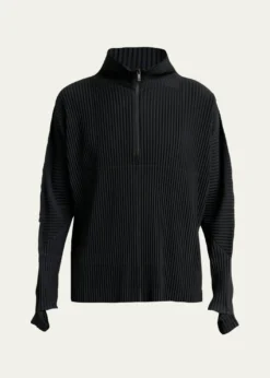 Homme Plisse Issey MiyakeMen's Pleated Quarter-Zip Sweater