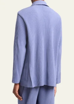 Homme Plisse Issey MiyakeMen's Pleated Double-Breasted Blazer