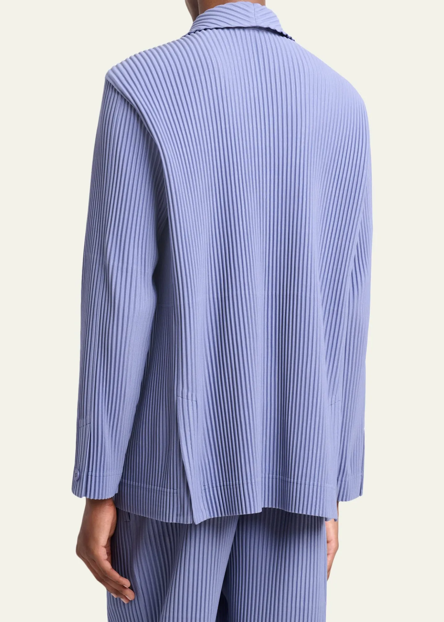 Homme Plisse Issey MiyakeMen's Pleated Double-Breasted Blazer