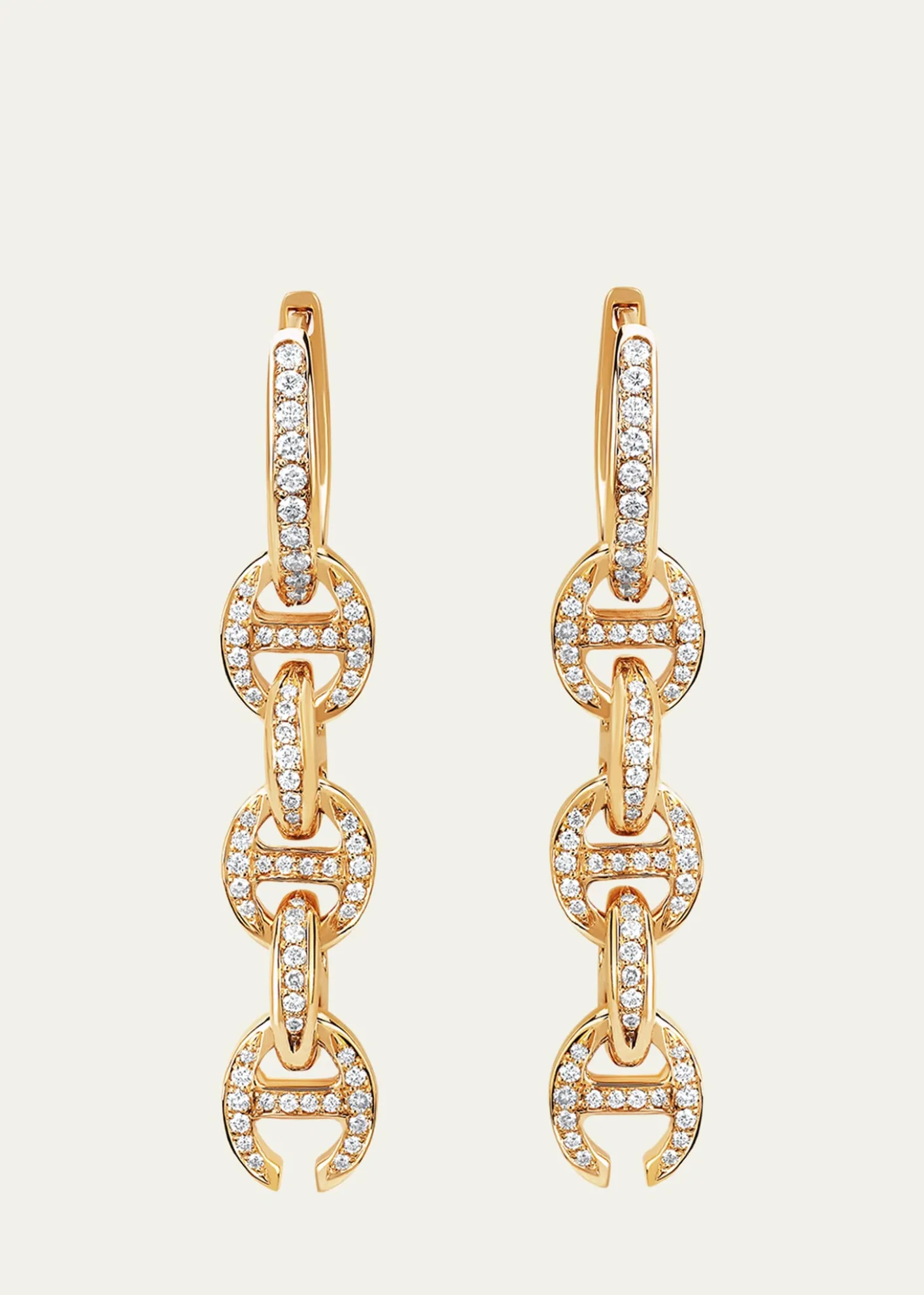 Hoorsenbuhs18K Yellow Gold 5 Link Pave Drip Earrings with White Diamonds