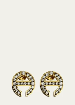 Hoorsenbuhs18K Yellow Gold MMV Channel Set White Diamond Earrings