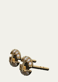 Hoorsenbuhs18K Yellow Gold Small Link Stud Earrings with White Diamonds