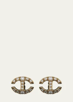 Hoorsenbuhs18K Yellow Gold Small Link Stud Earrings with White Diamonds