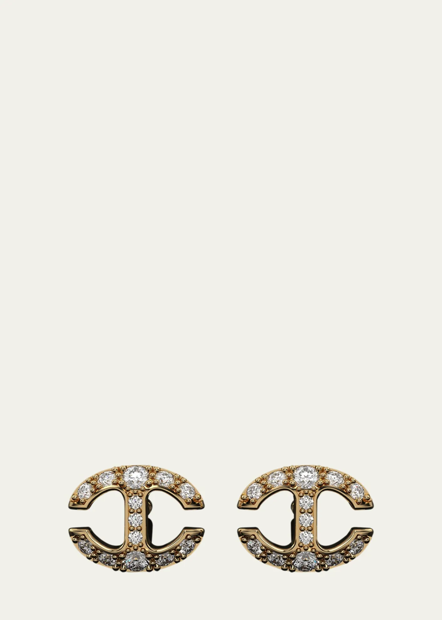 Hoorsenbuhs18K Yellow Gold Small Link Stud Earrings with White Diamonds