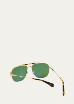 HoorsenbuhsTortoise & Golden Titanium Aviator Sunglasses