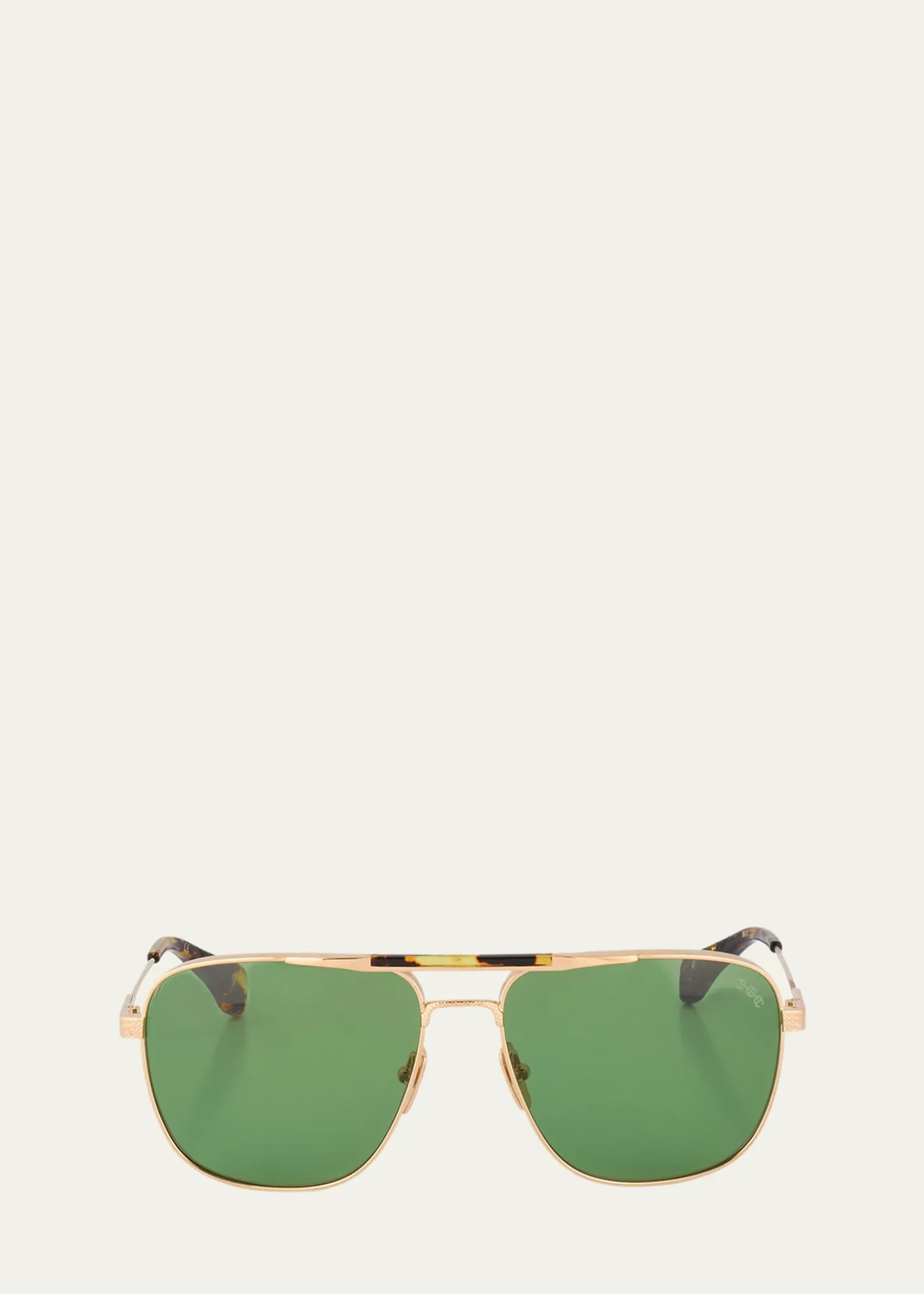 HoorsenbuhsTortoise & Golden Titanium Aviator Sunglasses
